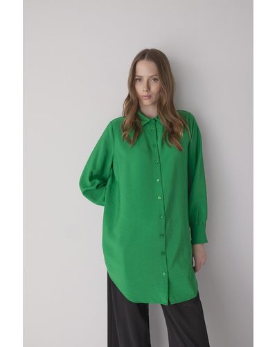 Defacto Relax fit langarm-tunika mit hemdkragen - Grün