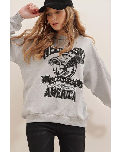 Trend Alaçatı Stili Sweatshirt oversized - Grau