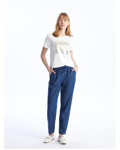 LC Waikiki Klassische jeanshose mit karottenschnitt und elastischer taille - Blau