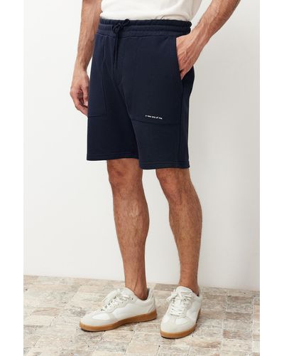 Trendyol Shorts und bermudas mit buchstaben-print , reguläre/normale schnittform - Blau