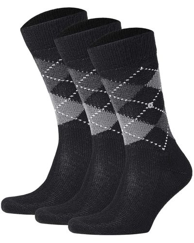 Burlington Socken preston 3er pack rautenmuster, weich, clip, einheitsgröße, 40-46 - Schwarz