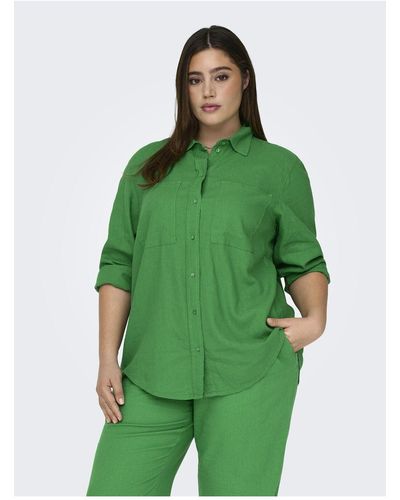 Only Carmakoma Hemd locker geschnittenes hemdkragen curve hemd - Grün