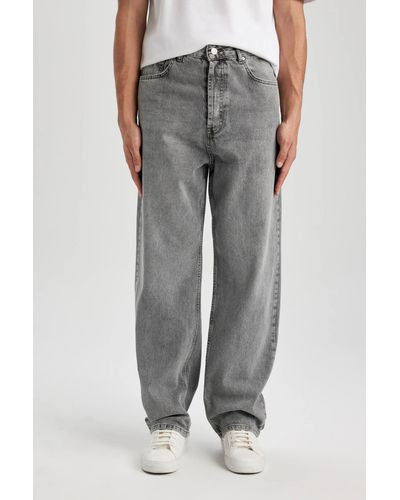 Defacto Baggy-fit, weit geschnittene jeanshose mit normaler taille und weitem bein - Grau