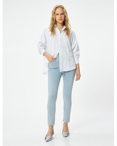 Koton Slim-fit-jeans aus baumwolle mit hoher taille und dehnbaren taschen – carmen skinny jeans - Blau