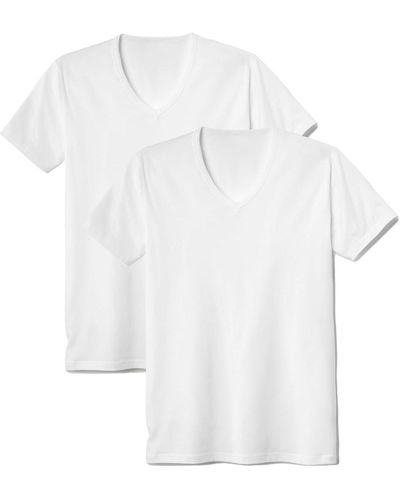 CALIDA T-shirt, 2er pack natural benefit, v-ausschnitt, single jersey - Weiß