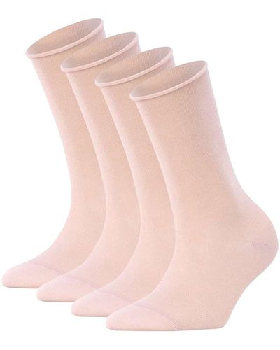 FALKE Socken, 4er pack happy, kurzsocken, rollbündchen - Pink
