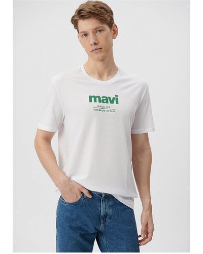 Mavi Es t-shirt mit logo-print, reguläre passform / normaler schnitt -620 - Weiß