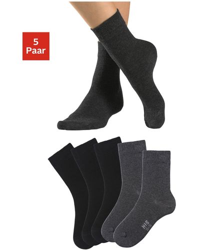 H.i.s. Socken unifarben - 35-38 - Schwarz