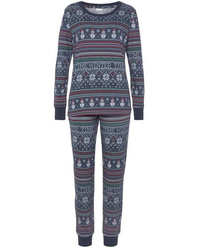 Lascana Pyjama set unifarben - Blau