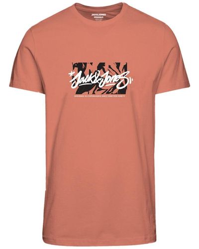 Jack & Jones T-shirt, bedrucktes t-shirt in übergröße - Orange