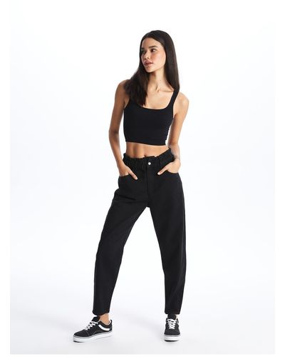 LC Waikiki Slouchy fit jeanshose mit elastischem bund - Schwarz