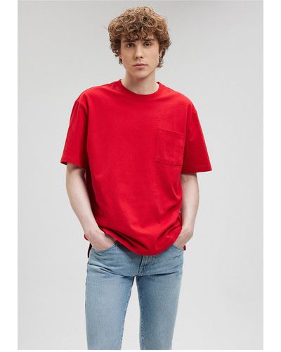 Mavi Es basic-t-shirt mit rundhalsausschnitt, lockere passform / loose relaxed fit066248-70471 - Rot