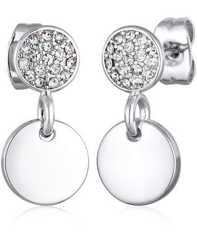 Elli Jewelry Ohrringe ohrhänger kristalle rund plättchen farbe silber - Weiß