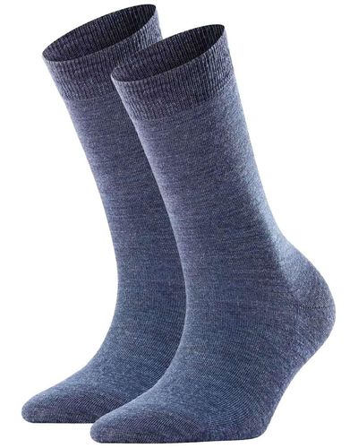 FALKE Socken 2er pack softmerino so, kurzsocken, einfarbig - Blau