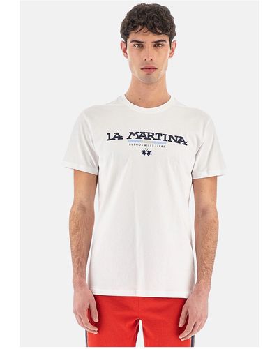 La Martina Shirt t-shirt regular fit winford mit logo-print - Weiß