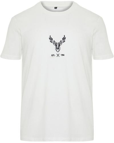 Trendyol Farbenes t-shirt aus 100 % baumwolle mit aufgesticktem hirsch in normaler schnittform - Weiß