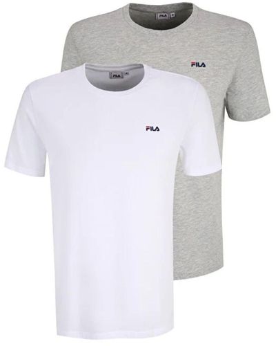 Fila Hell-hellgrau melange bari t-shirt / doppelpack - Weiß