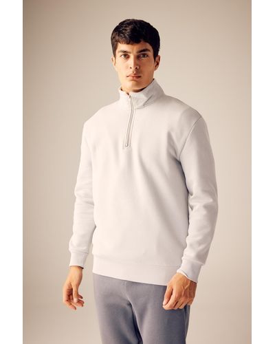 Defacto Sweatshirt mit reißverschluss und stehkragen in bequemer passform x7405az23au - Grau