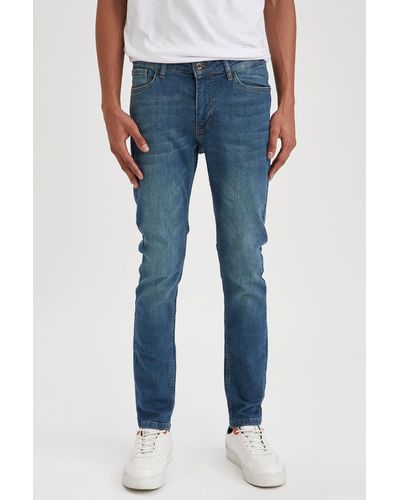 Defacto Superenge jeanshose mit normaler taille und schmalem bein - Blau