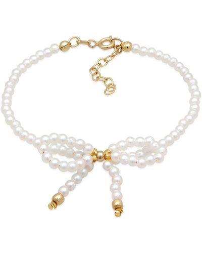 Elli Jewelry Armband glasperlen schleife romantik 925 silber vergoldet - Weiß