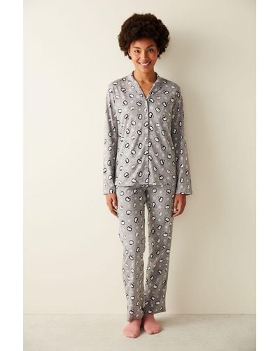 Penti Niedliches langärmliges pyjama-set in mit pinguin-muster - Natur