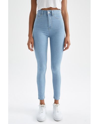 Defacto Super skinny jegging fit jeanshose mit hoher taille - Blau