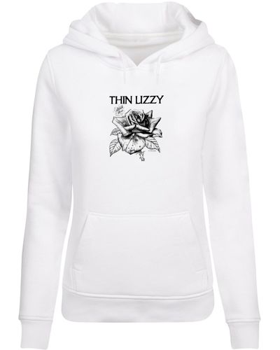 Merchcode Ladies thin lizzy rose logo hoody - Weiß