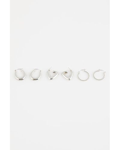 Defacto Ohrringe mit 3-teiligem ring und silber c4742axns - Grau