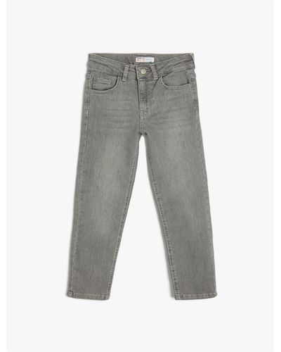 Koton Bequeme, locker geschnittene jeans – normale jeans - Grau