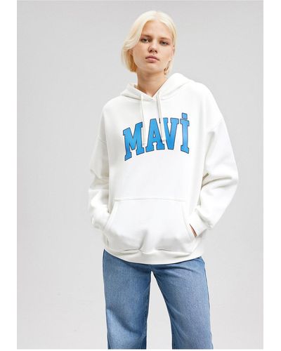 Mavi Es kapuzen-sweatshirt mit logo-print -81964 - Blau