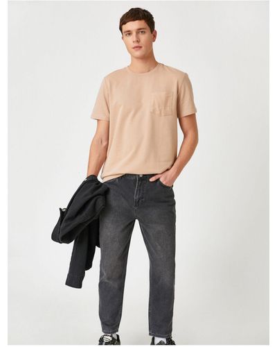 Koton T-shirt mit standard-passform und taschen - Braun