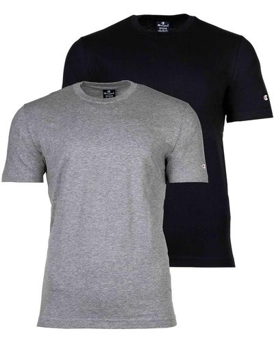 Champion T-shirt, 2er pack rundhals, baumwolle, kurzarm, einfarbig - Schwarz