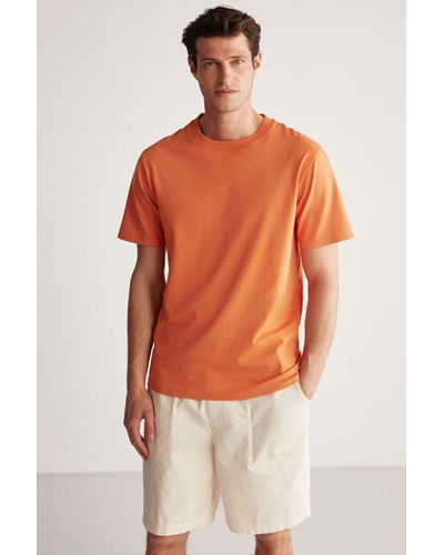 Grimelange Rudy t-shirt mit schmaler passform, 100 % baumwolle, mittlerer dicke, - Orange