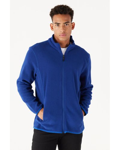 AC&Co / Altınyıldız Classics Saks blue anti-pilling-sweatshirt-fleecejacke mit stehkragen , - Blau