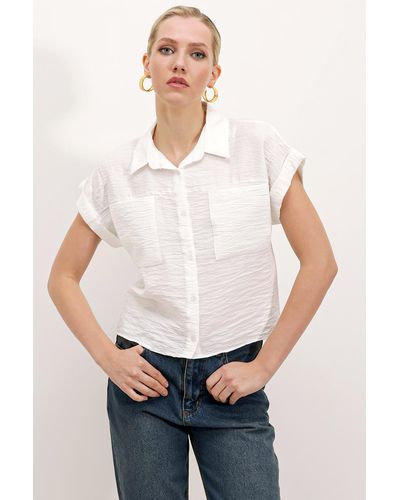 Bigdart 20198 kurzarmhemd mit zwei taschen - Weiß