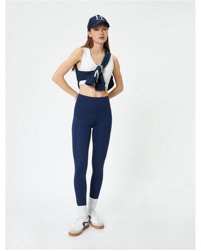 Koton Sport-leggings mit hoher taille und enger passform mit nähten - Blau