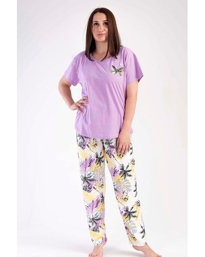 C&City Kurzarm-pyjama-set in übergröße, flieder-441053 - Lila