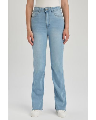 Defacto Mia flare fit, hohe taille, schlitz, ausgestelltes bein, lange jeanshose a5153ax23hs - Blau