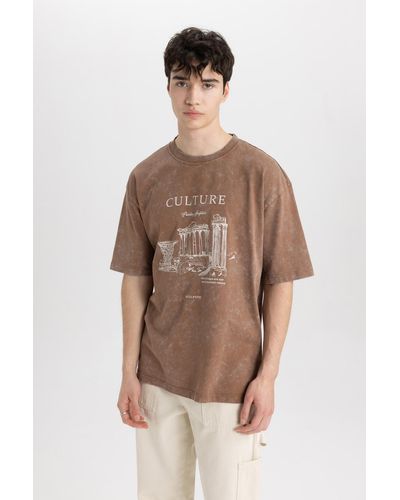 Defacto T-shirt oversized - Braun