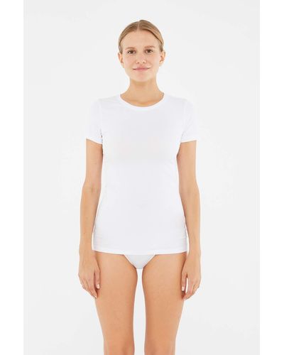 Dagi Es baumwoll-t-shirt mit rundhalsausschnitt - Weiß