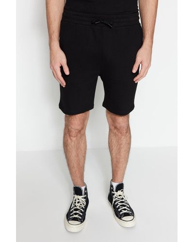 Trendyol E reguläre shorts aus 100 % baumwolle mit struktur in limitierter auflage - m - Schwarz