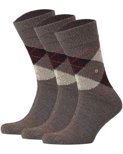 Burlington Socken preston 3er pack rautenmuster, weich, clip, einheitsgröße, 40-46 - Braun