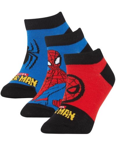 Defacto Marvel spiderman 3-teiliges sockenset aus baumwolle für jungen x9652a6ns - Rot