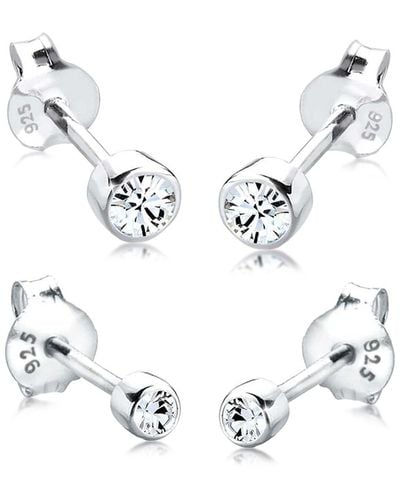 Elli Jewelry Ohrringe basic set kristalle filigran 925 silber - Weiß