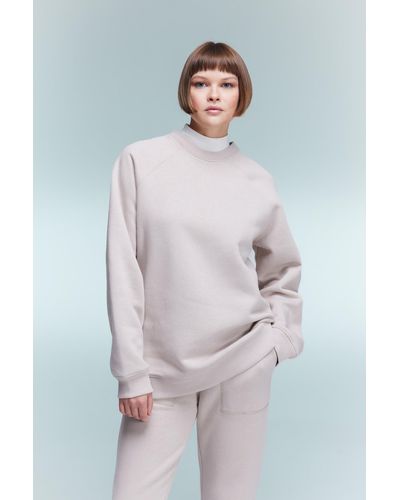 Defacto Dickes sweatshirt mit rundhalsausschnitt in oversize-passform v2697az23wn - Weiß