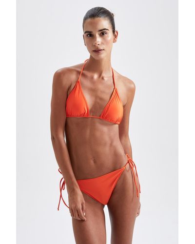Defacto "fall in love"-bikinihose mit normaler passform - Orange
