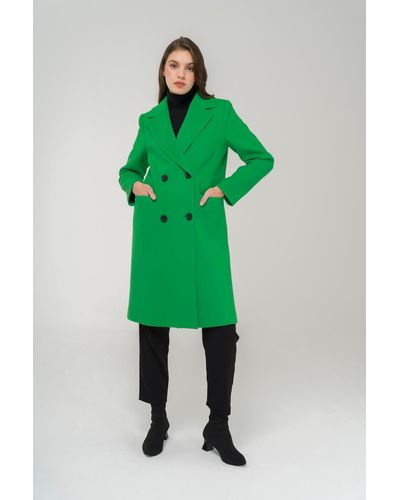 Olcay Zweireihiger mantel mit pattentasche hell - Grün