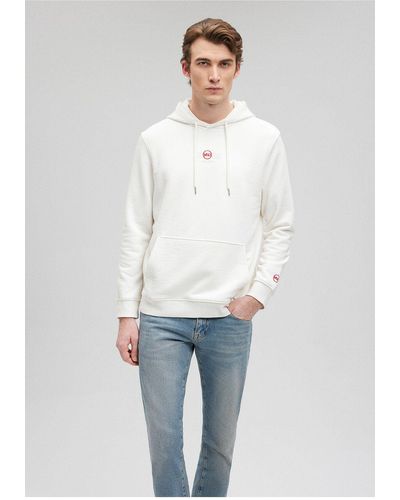 Mavi Es sweatshirt mit kapuze und aufdruck 0s10077-70057 - Weiß