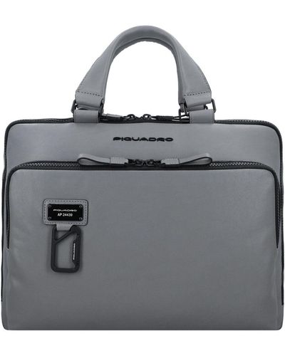 Piquadro Harper aktentasche rfid schutz leder 38 cm laptopfach - Grau