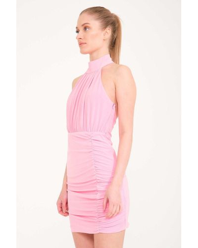 Whenever Company Süßes neckholder-minikleid mit drapierung - Pink